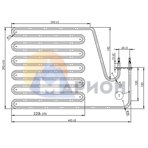 ТЭН для печи Харвия-К ZSP-250, 2500Вт. ТЭН для печи Харвия-К ZSP-250, 2500Вт.